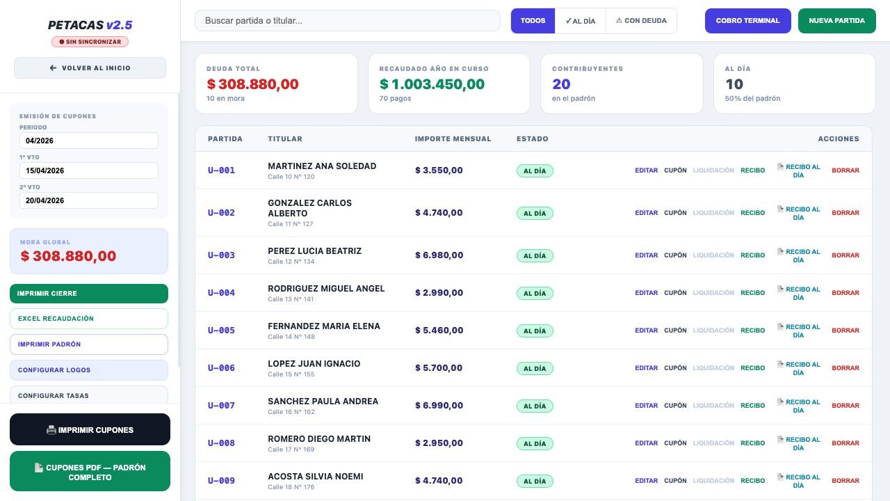 Tasa urbana con datos